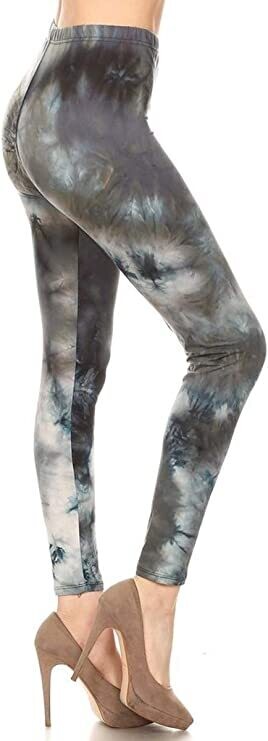 PLUS SIZED 1 INCH WAISTBAND LEGGINGS - DARK TIE DYE