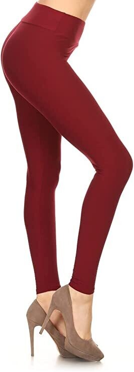 PLUS SIZED 3 INCH WAISTBAND LEGGINGS - BURGUNDY