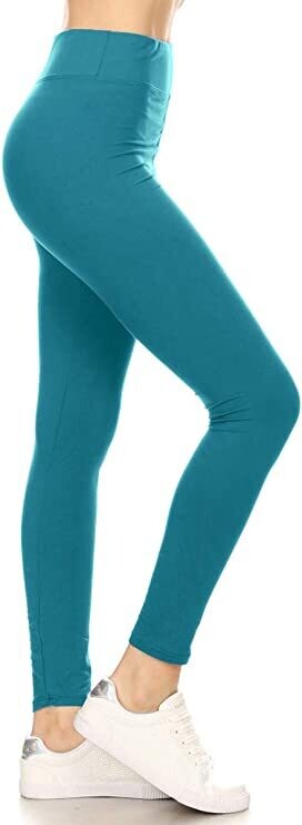 PLUS SIZED 3 INCH WAISTBAND LEGGINGS - TEAL