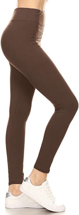 PLUS SIZED 3 INCH WAISTBAND LEGGINGS - MOCHA