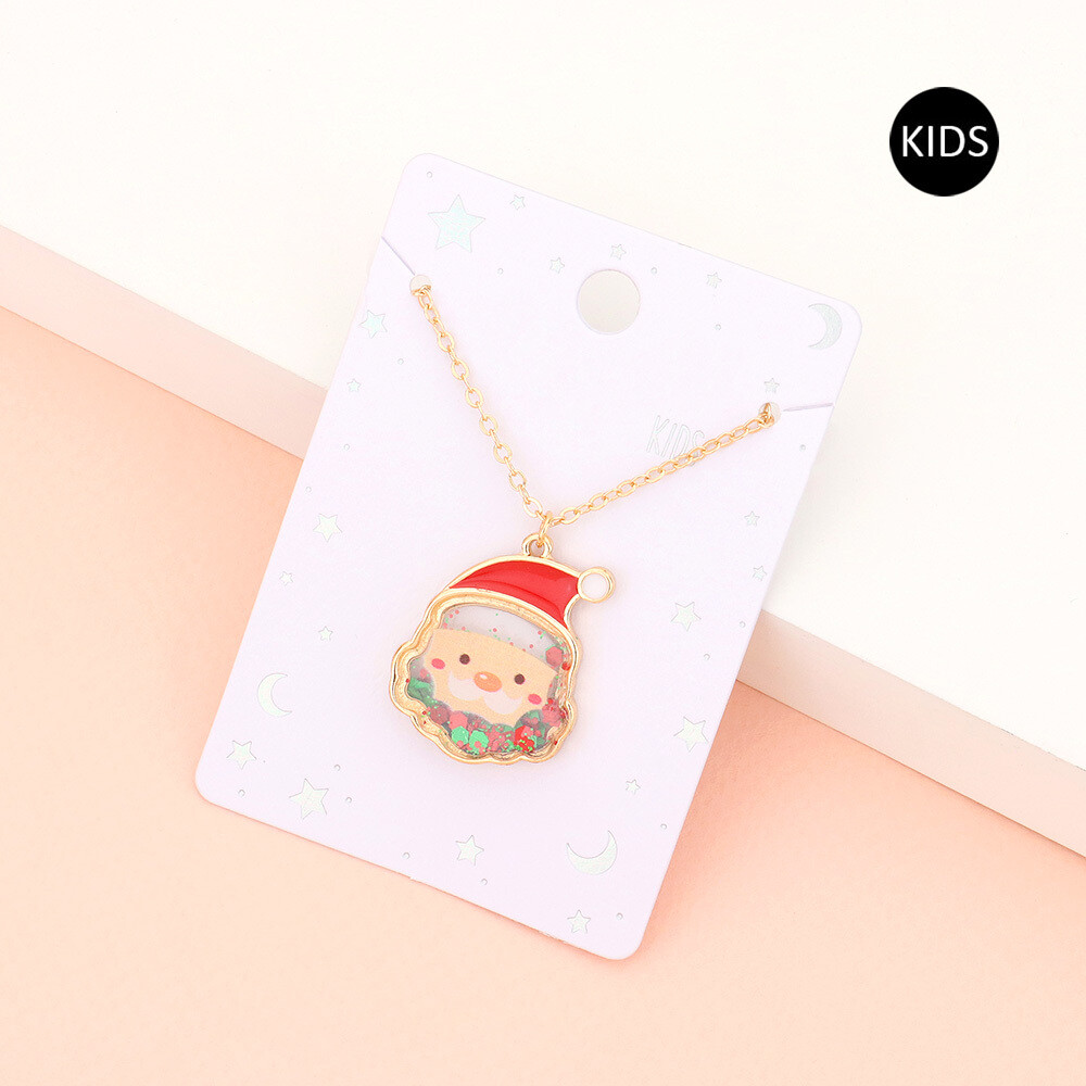 Kids Enamel Santa Necklace
