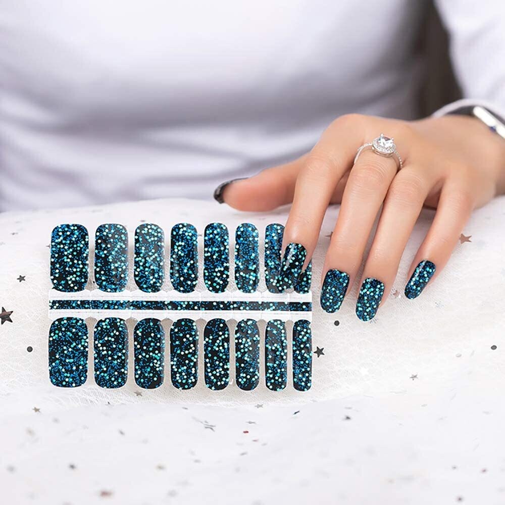 NAIL WRAPS- TEAL GLITTER