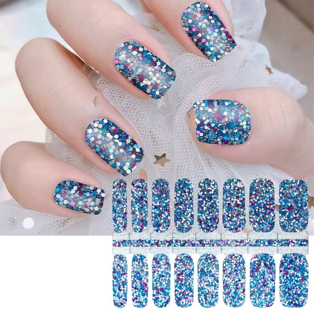 NAIL WRAPS- BLUE GLITTER