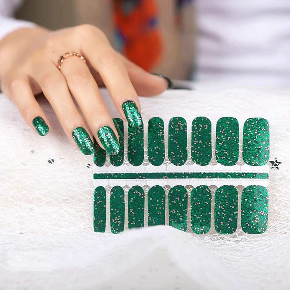 NAIL WRAPS- GREEN GLITTER