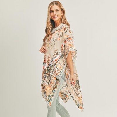 PATTERNED COVER UP KIMONO - TAUPE