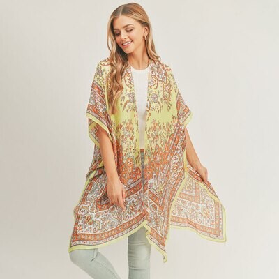 PATTERNED COVER UP KIMONO - RUSSET