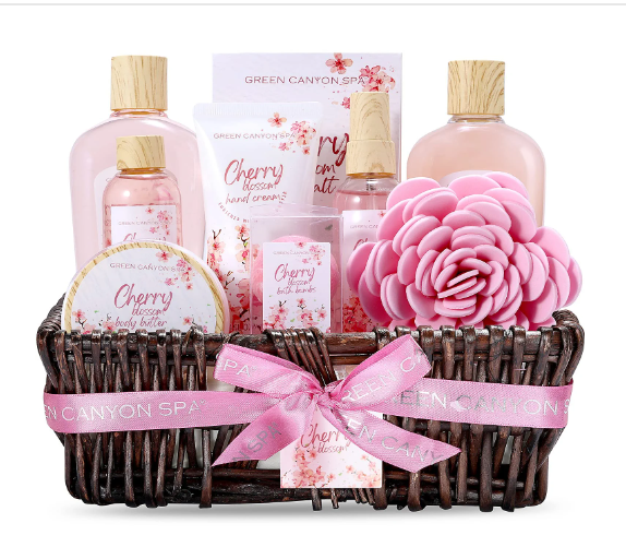 10 PIECE SPA GIFT BASKET - CHERRY BLOSSOM SCENT
