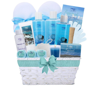 LUXURY 15 PIECE SPA GIFT BASKET - PEPPERMINT SCENT