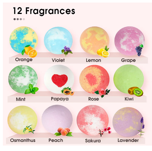 12 BATH BOMB SET SPA Gift Set - VARIOUS SCENTS