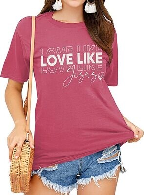 LOVE LIKE JESUS Graphic Tee - Pink