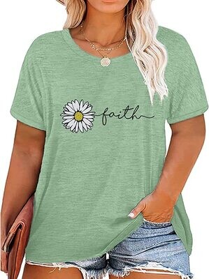 DAISY FAITH GRAPHIC TEE - LIGHT GREEN