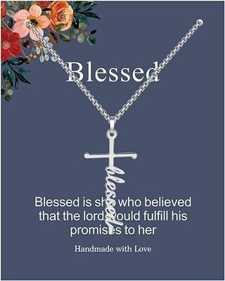 Cross Necklace - BLESSED Silver