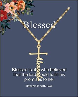 Cross Necklace - BLESSED Gold