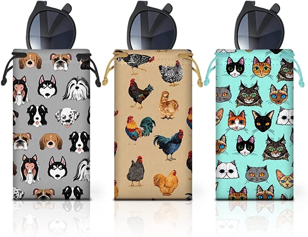 SET OF 3 Polyester Eyeglasses Case -ANIMAL PRINT