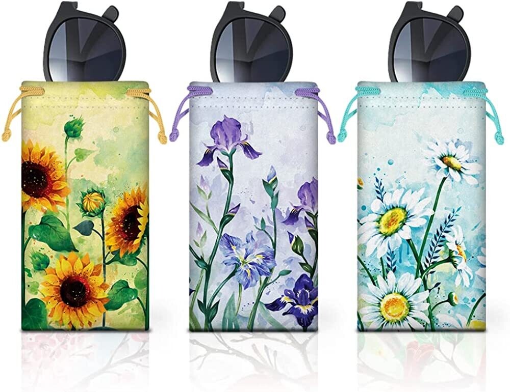 SET OF 3 Polyester Eyeglasses Case - FLORAL PRINT