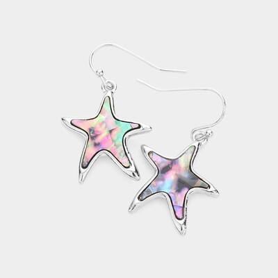 Abalone Starfish Dangle Earrings