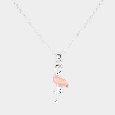 Flamingo Pendant Necklace - Pink