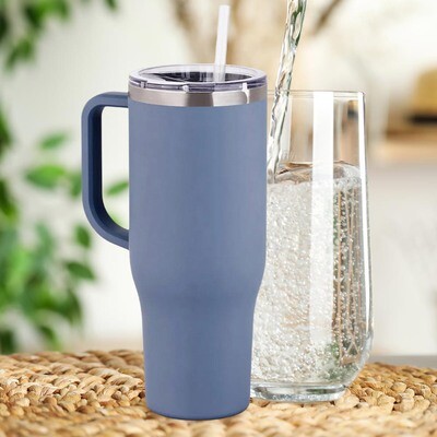 40 Ounce Stainless Steel Tumbler with Handle - Blue