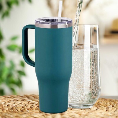 40 Ounce Stainless Steel Tumbler with Handle - Teal
