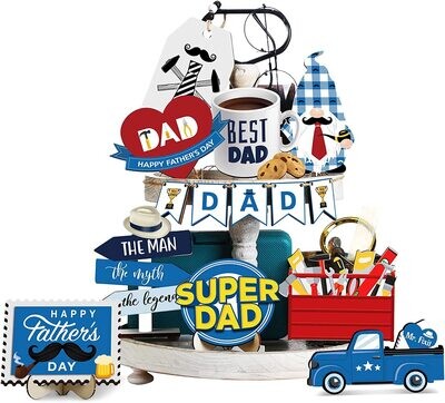 TIERED TRAY DECOR SET - 15 Pieces FATHER'S DAY