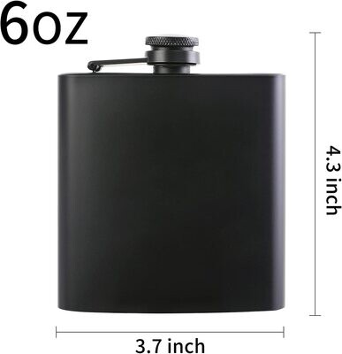 Stainless Steel 6 ounce Flask & Funnel Set - Black