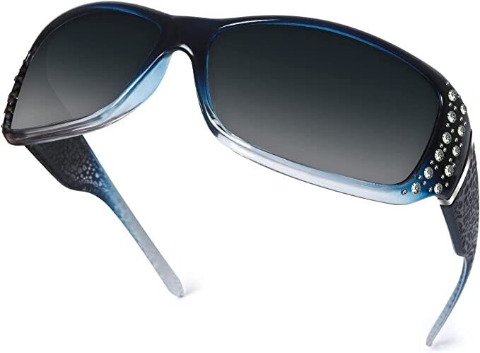 Rhinestone Accent Sunglasses for Women- BLUE