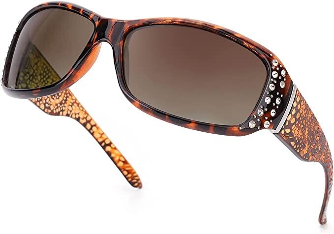 Rhinestone Accent Sunglasses for Women- BROWN