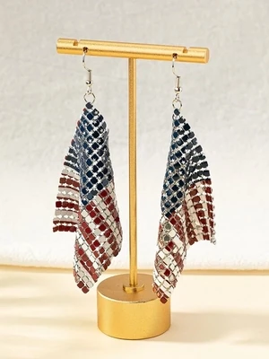 Mesh Drop Earrings - AMERICAN FLAG