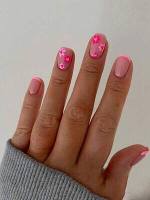 PRESS ON NAILS - PINK FLORALS