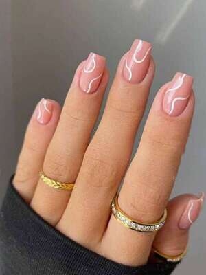 PRESS ON NAILS -PALE PINK WAVE