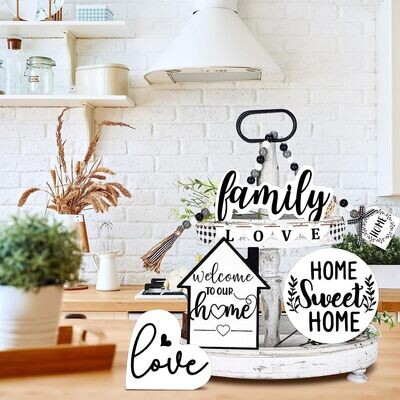 Tiered Tray Decor Set - 10 Pieces FAMILY HOME SWEET HOME