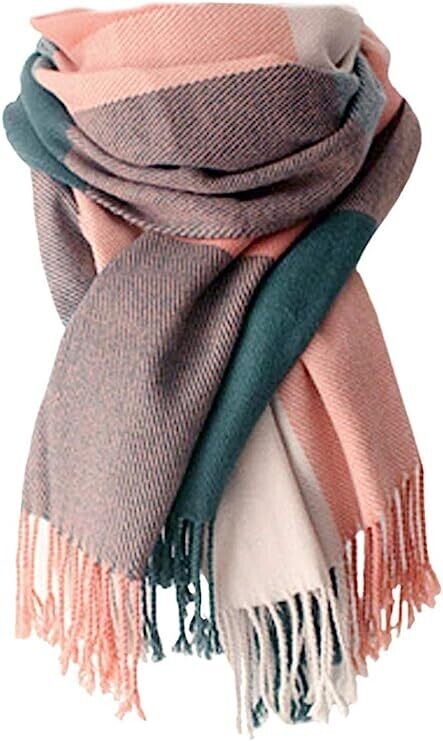 PLAID BLANKET SCARF - PINK