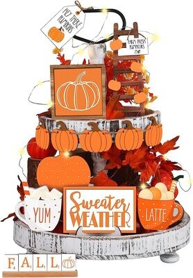 Tiered Tray Decor Farmhouse - 13 Piece Set  SWEATER WEATHER