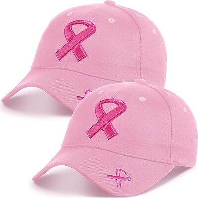 BREAST CANCER AWARENESS BASEBALL CAPS - 2 PIECES PINK