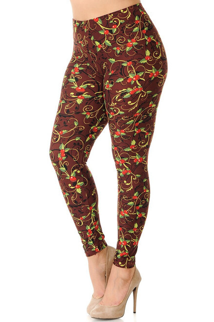 PLUS SIZED LEGGINGS - HOLLY PRINT