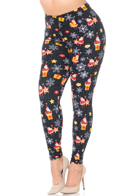 PLUS SIZED LEGGINGS - SANTA&#39;S WONDERLAND BLACK