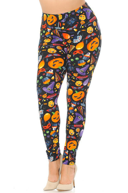PLUS SIZED LEGGINGS - HALLOWEEN MULTI PRINT