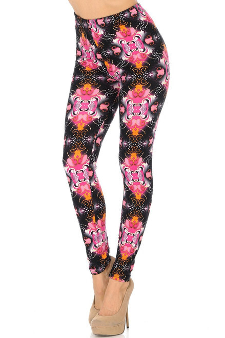 ​EXTRA PLUS SIZED LEGGINGS - FUCHSIA SHANGRI-LA PRINT