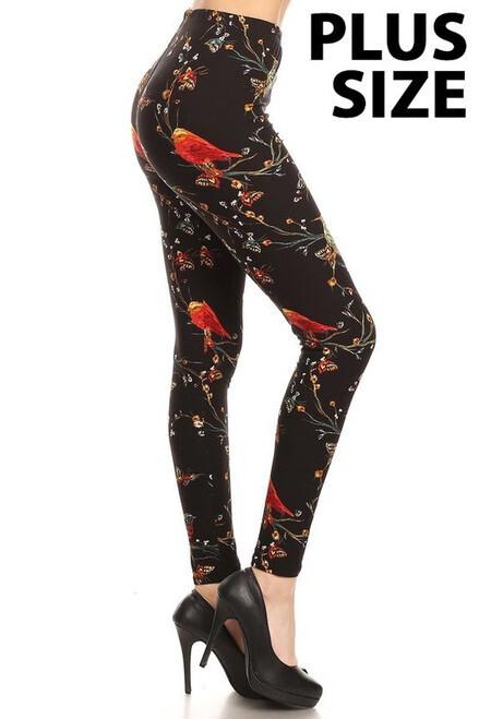 ​EXTRA PLUS SIZED LEGGINGS - CARDINAL PRINT