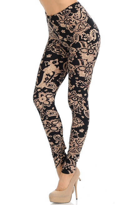 ​EXTRA PLUS SIZED LEGGINGS - SAND PAPER PAISLEY