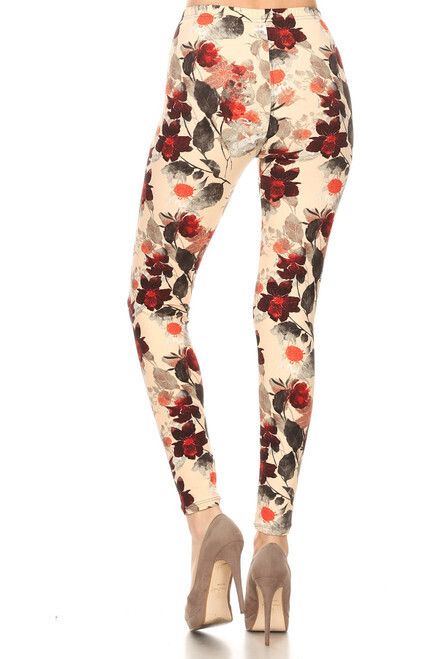​EXTRA PLUS SIZED LEGGINGS - FALL FLORAL PRINT