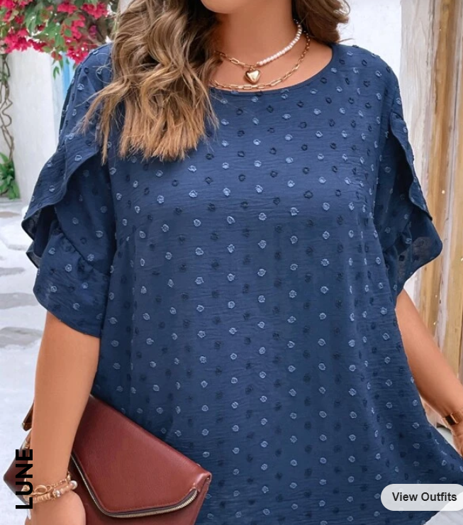 PLUS Swiss Dot Petal Sleeve Top