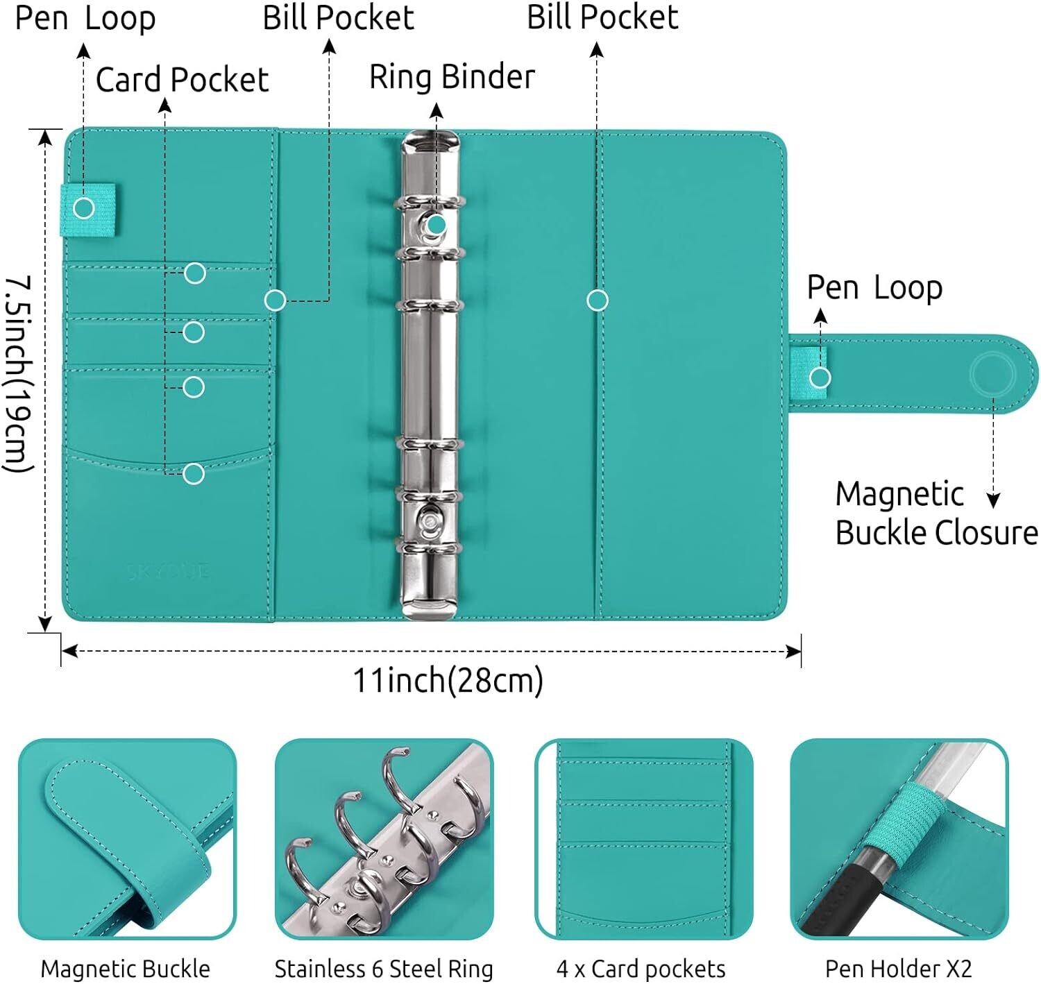Budget Binder with Envelopes &amp; Expense Sheets  - Turquoise