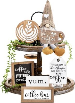 TIERED TRAY DECOR SET - COFFEE BAR LOVE IS BREWING