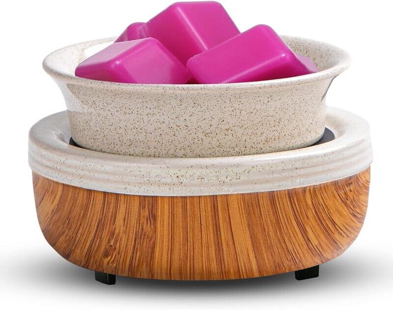 CLASSIC WOODEN ELEGANCE 3-in-1-Candle Wax Cube Tart Melter Warmer Scented Fragrance Aroma Oil Burner Tart Warmer - BAMBOO