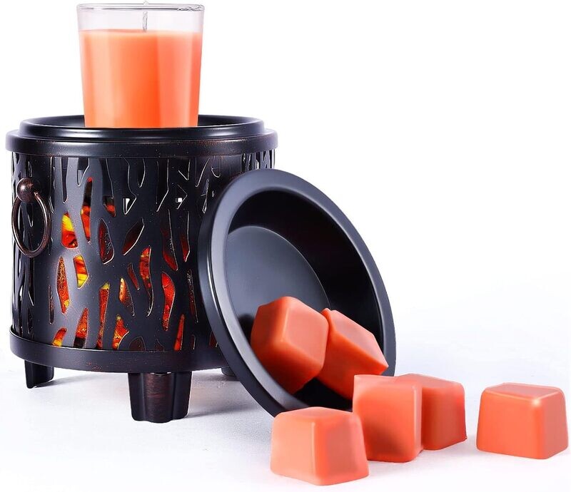 COVERED METAL 4-in-1-Candle Wax Cube Tart Melter Warmer Scented Fragrance Aroma Oil Burner Tart Warmer - BLACK