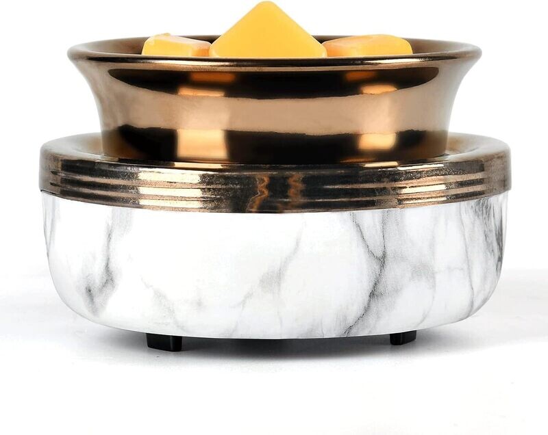 CLASSIC MARBLED ELEGANCE 3-in-1-Candle Wax Cube Tart Melter Warmer Scented Fragrance Aroma Oil Burner Tart Warmer -