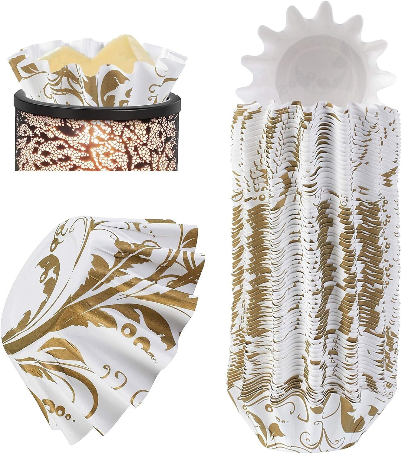 GOLD SWIRL SILICONE WAX WARMER LINER - PACK OF 3