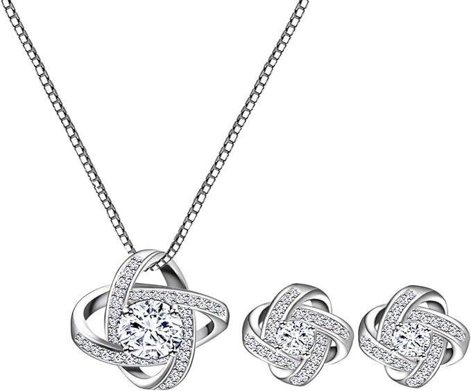 CZ NECKLACE /EARRINGS SET - SILVER