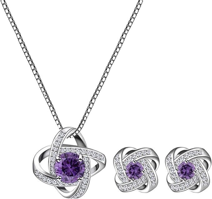 CZ NECKLACE /EARRINGS SET - AMETHYST